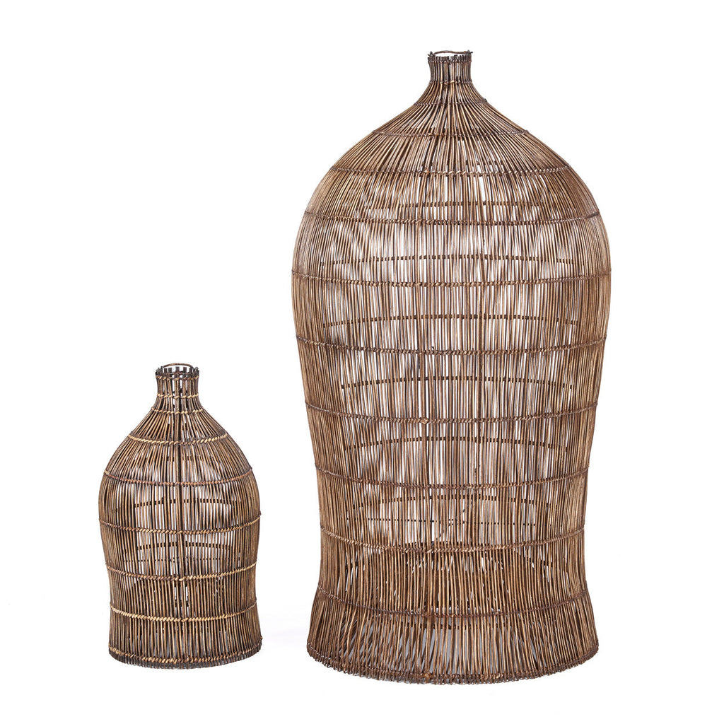 Hanglamp bamboe handgevlochten klokvorm Woven Bell, donker walnoot – Ø 60 x 112 cm, XL