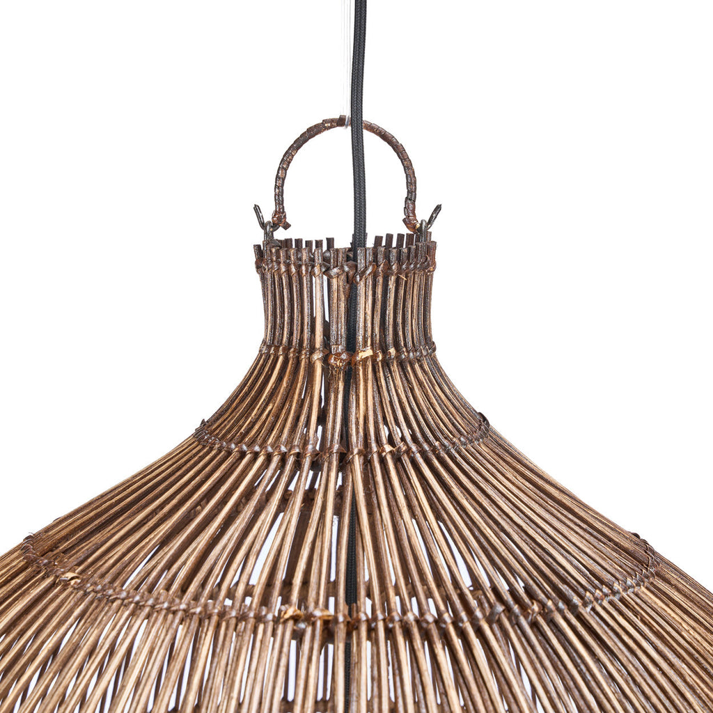Hanglamp bamboe handgevlochten klokvorm Woven Bell, donker walnoot – Ø 60 x 112 cm, XL