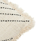 Kussenhoes katoen en raffia tribal boho natuurlijk zwart 50 x 50 cm, voor woonkamer en slaapkamer