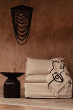 Plaid katoen Evil Eye natuurlijk zwart 240 x 128 cm, voor bed en bank