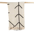 Plaid katoen Evil Eye natuurlijk zwart 240 x 128 cm, voor bed en bank