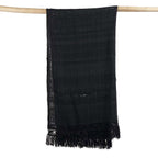 Plaid katoen boho The Gypsy zwart met franjes 122 x 260 cm voor bank en bed