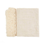 Plaid katoen Gypsy bohemien naturel 135 x 270 cm met franjes, voor bank en bed