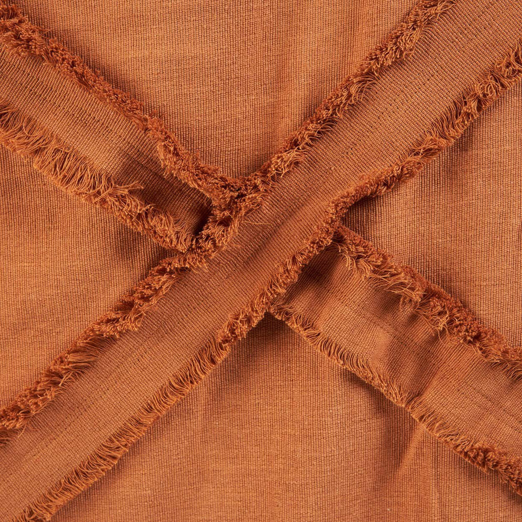 Plaid katoen Berber terracotta met kwastjes en franjes 240 x 300 cm, voor bed en bank