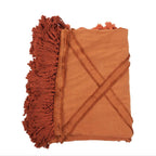Plaid katoen Berber terracotta met kwastjes en franjes 240 x 300 cm, voor bed en bank