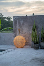 Hanglamp rotan Wonton boho naturel Ø 50 cm, hoogte 80 cm, losse kap voor binnen en overdekt buiten