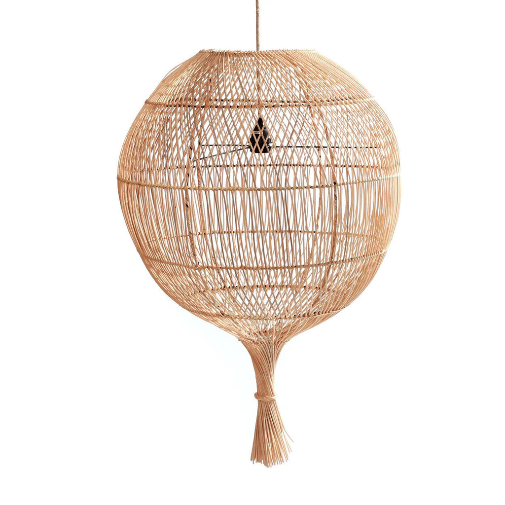Hanglamp rotan Wonton boho naturel Ø 50 cm, hoogte 80 cm, losse kap voor binnen en overdekt buiten