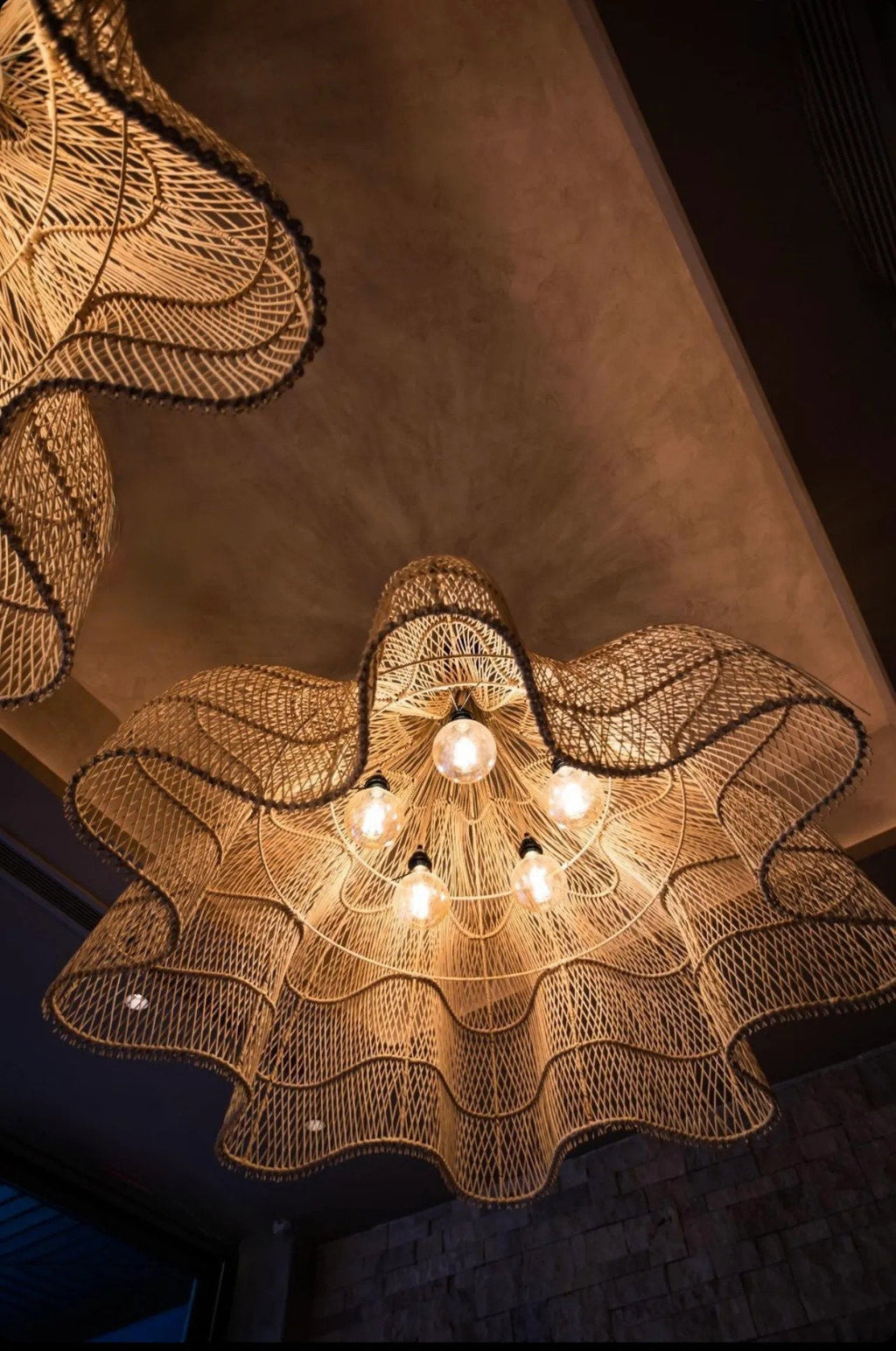 Hanglamp rotan XXL handgeweven Whipped, naturel – Ø 150 x 103 cm, woonkamer en eettafel