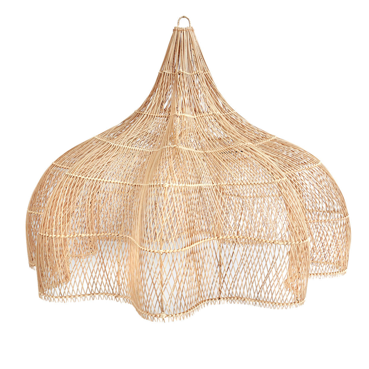 Hanglamp rotan XXL handgeweven Whipped, naturel – Ø 150 x 103 cm, woonkamer en eettafel