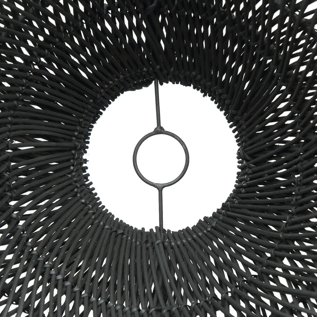 Hanglamp rotan handgevlochten The Cloud zwart, M – Ø 60 x 35 cm voor slaapkamer en woonkamer