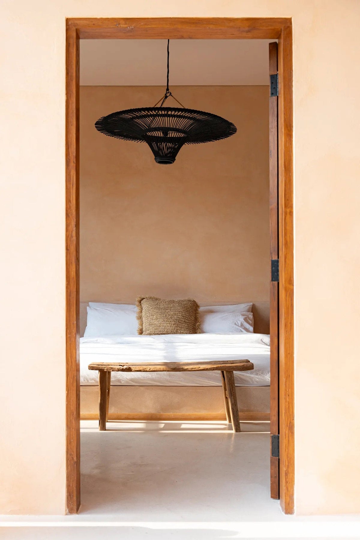 Hanglamp rotan handgeweven Sky zwart XL, Ø 110 x 31 cm voor woonkamer of loft