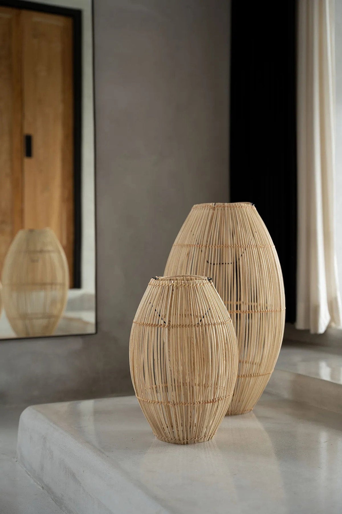 Hanglamp rotan handgevlochten Zuri, naturel – Ø 30 x 48 cm, voor keuken, leeshoek of buiten