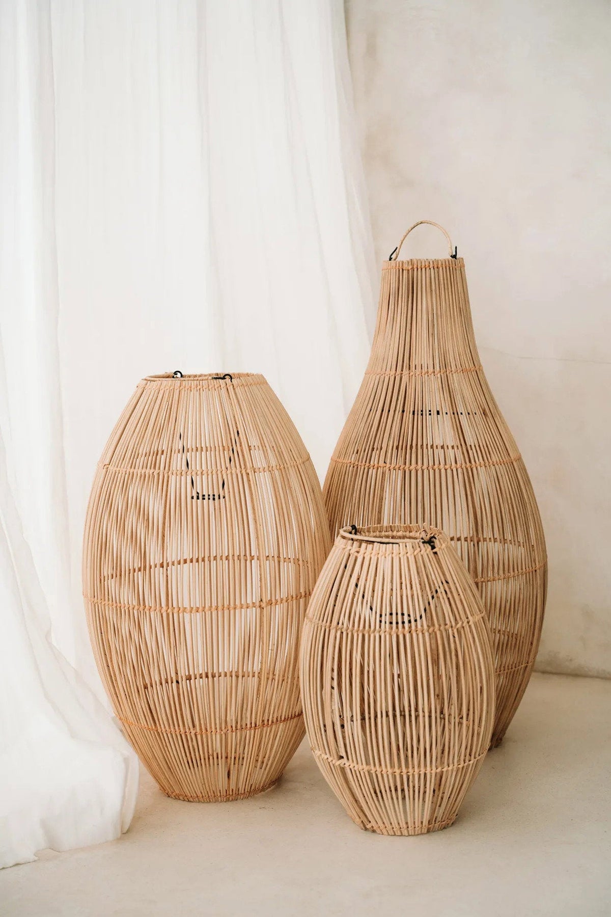 Hanglamp rotan Zuri naturel, handgemaakt, Ø 25 x 38 cm voor hal, slaapkamer of keuken