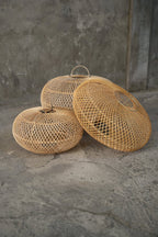 Hanglamp rotan Wholly handgemaakt, naturel – Ø 50 x 28 cm, kap voor slaapkamer of woonkamer