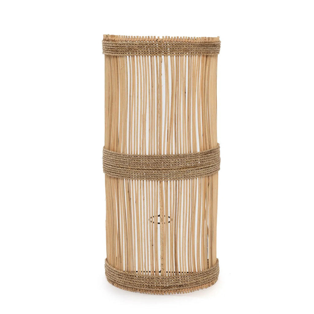 Wandlamp rotan Jalal halfcilindrisch met zeegraskoord, naturel – 15 x 25 x 50 cm