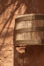 Wandlamp rotan halfcilinder met zeegraskoord, Doedoe naturel – 45 x 19 x 33 cm, kap zonder bedrading