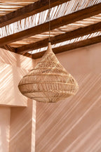 Hanglamp rotan handgeweven The Drop XL naturel Ø 107 x 110 cm, druppelvorm voor woonkamer