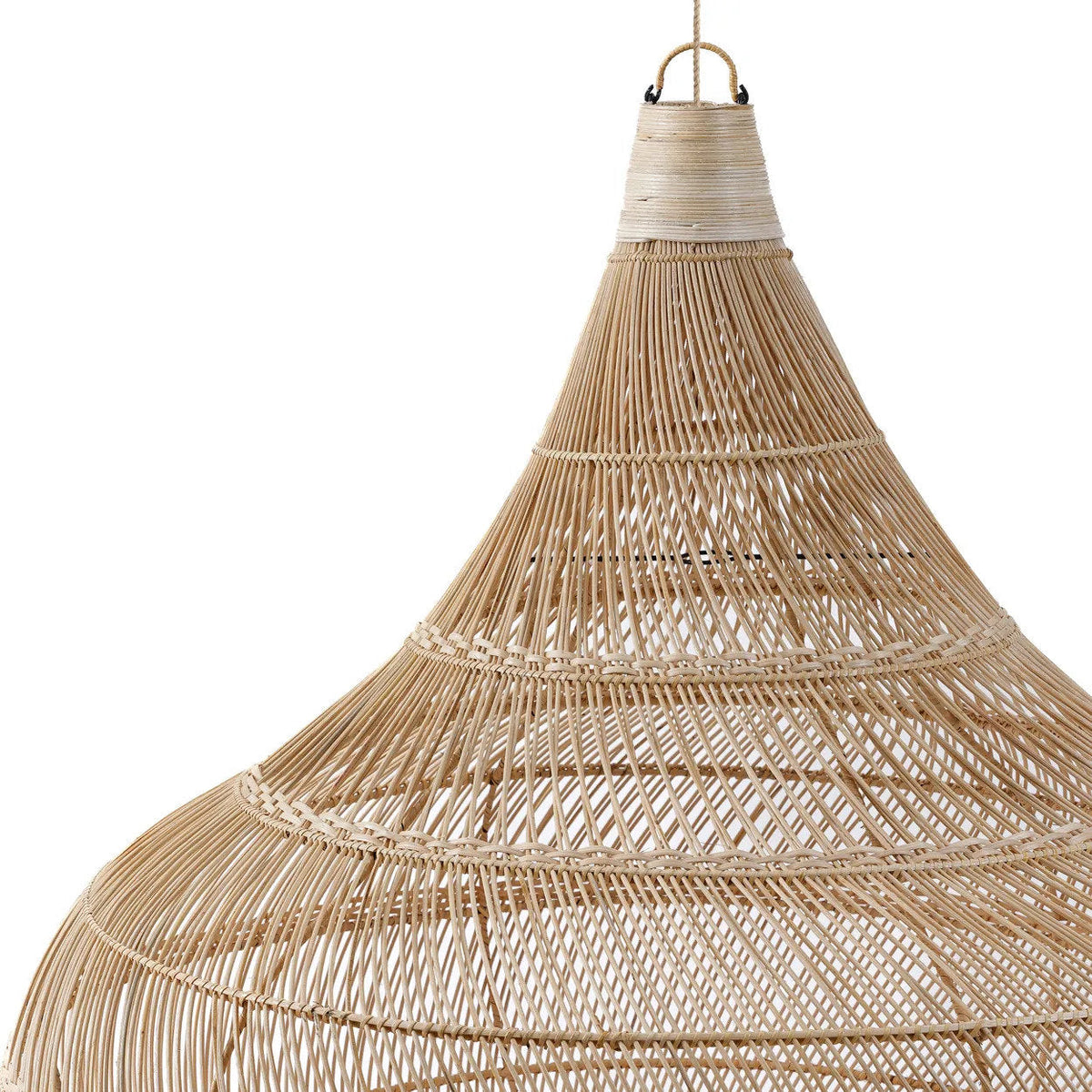 Hanglamp rotan handgeweven The Drop XL naturel Ø 107 x 110 cm, druppelvorm voor woonkamer