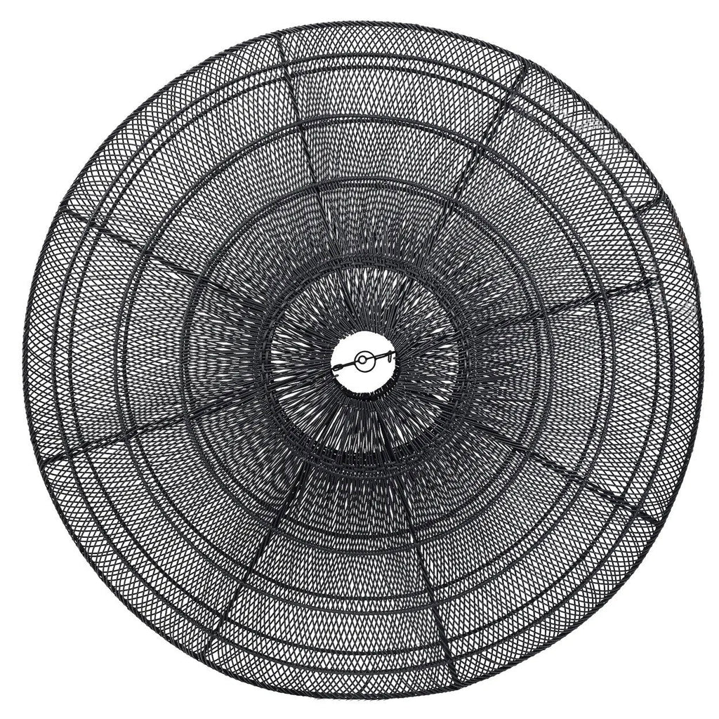 Hanglamp rotan Macaron XL handgevlochten, zwart – Ø 150 x 47 cm, voor eettafel of zithoek
