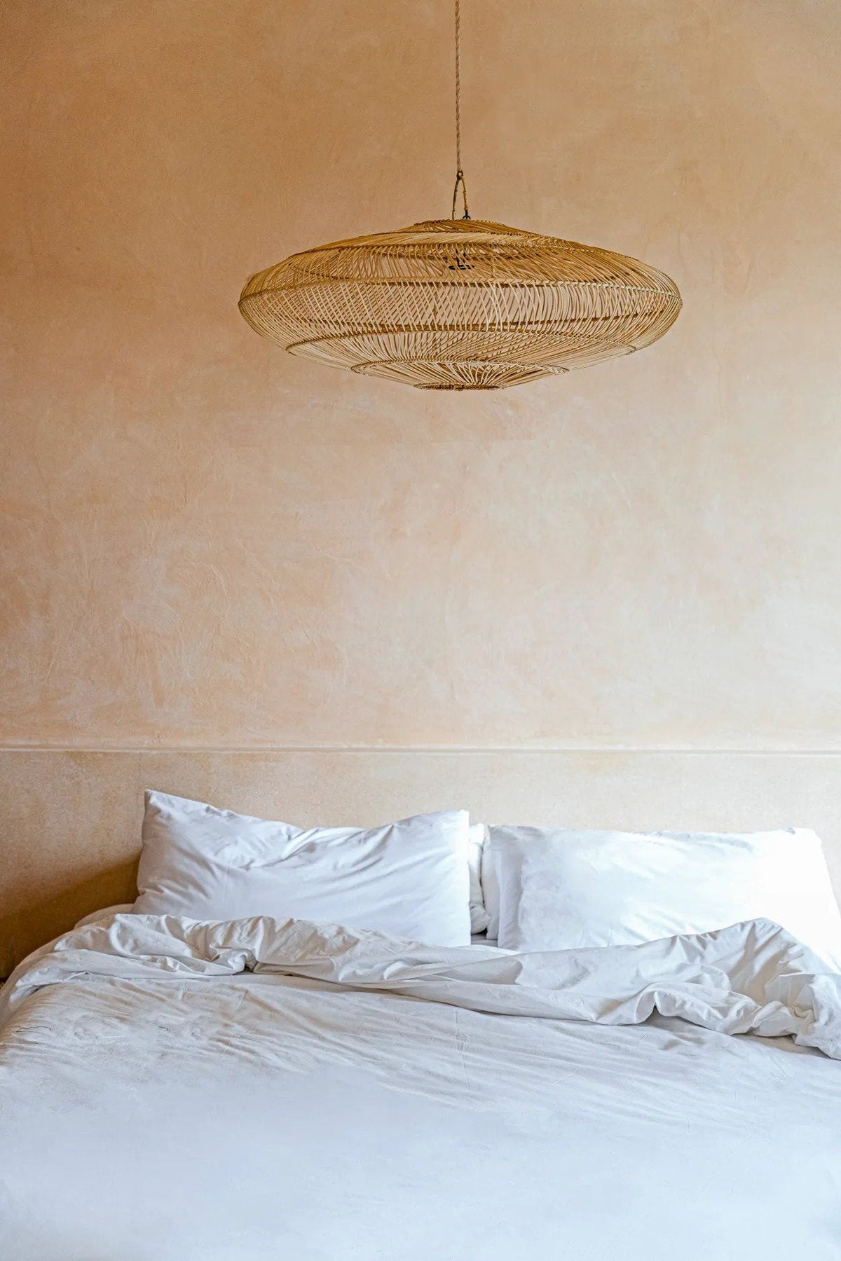Hanglamp rotan handgeweven Macaron, naturel – Ø 110 x 38 cm, voor boven eettafel of zithoek