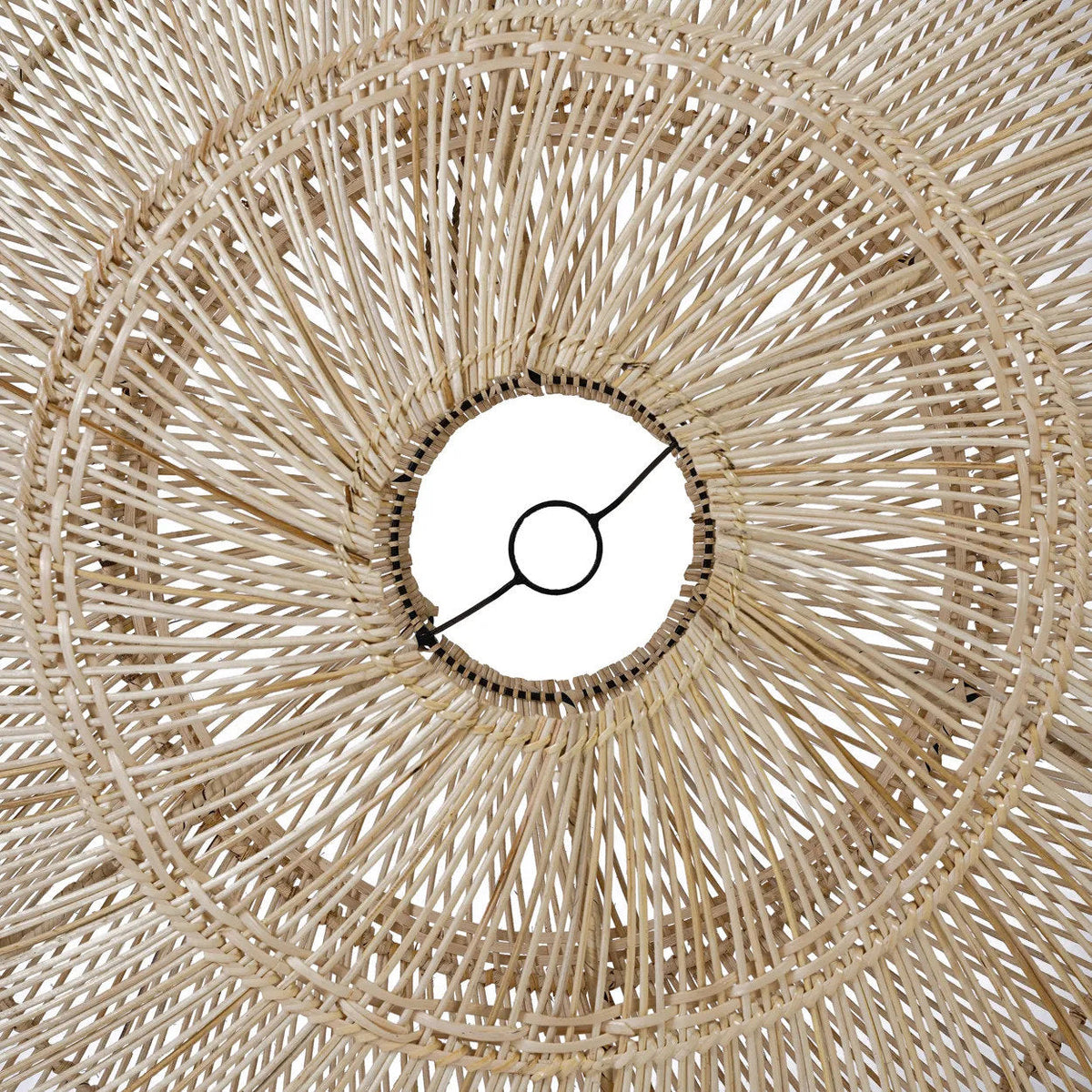 Hanglamp rotan handgeweven Macaron, naturel – Ø 110 x 38 cm, voor boven eettafel of zithoek