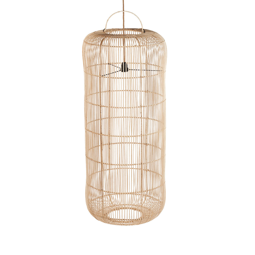 Hanglamp rotan Bozelo handgevlochten, naturel – 50 x 50 x 120 cm, voor eetkamer, woonkamer of hal