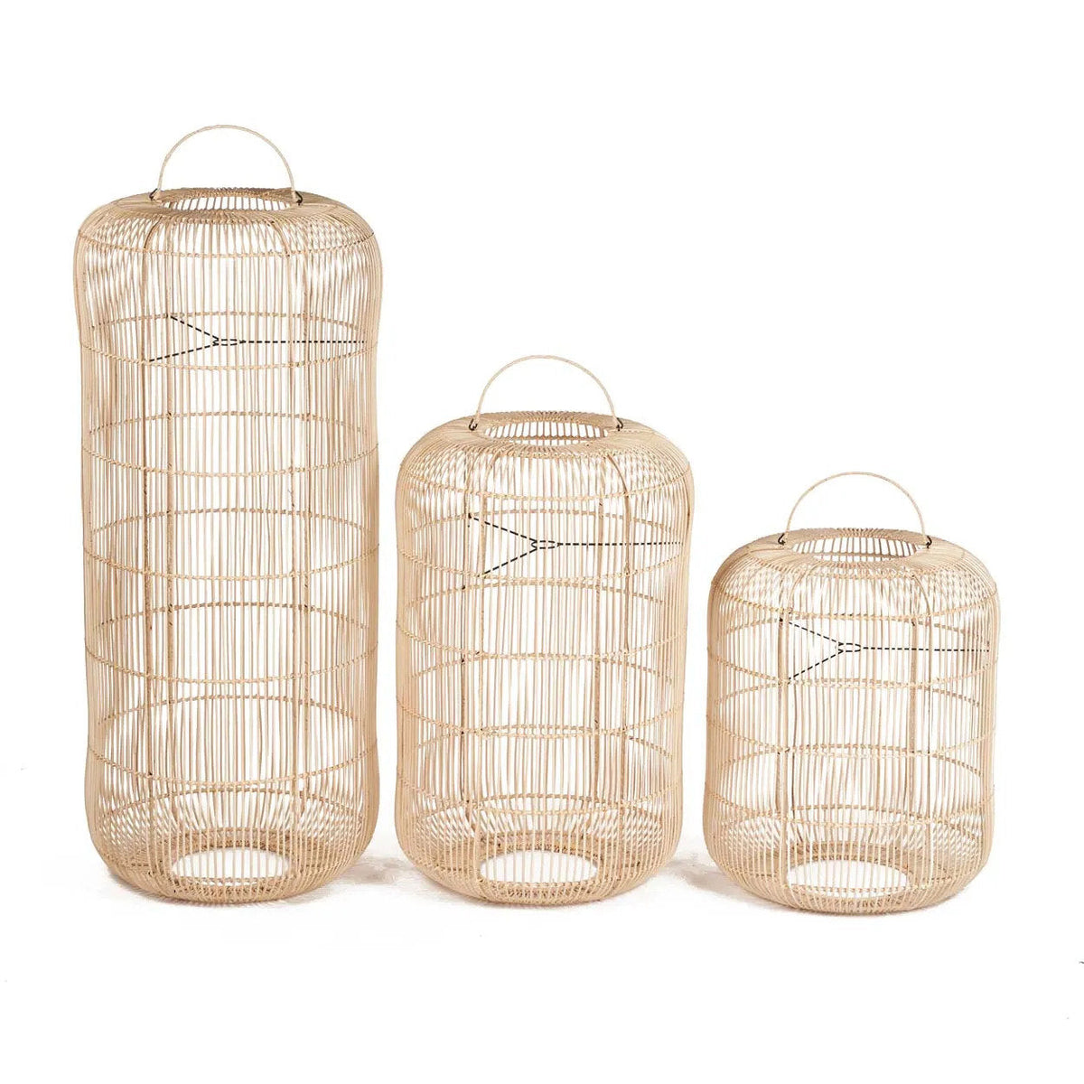 Hanglamp rotan Bozelo handgevlochten, naturel – 50 x 50 x 120 cm, voor eetkamer, woonkamer of hal