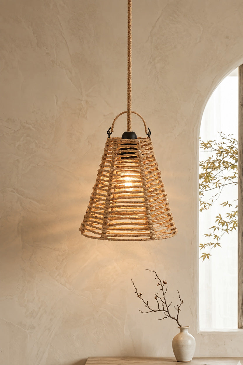 Hanglamp rotan Fini naturel 20 x 20 x 20 cm, kap zonder bedrading voor keuken of leeshoek