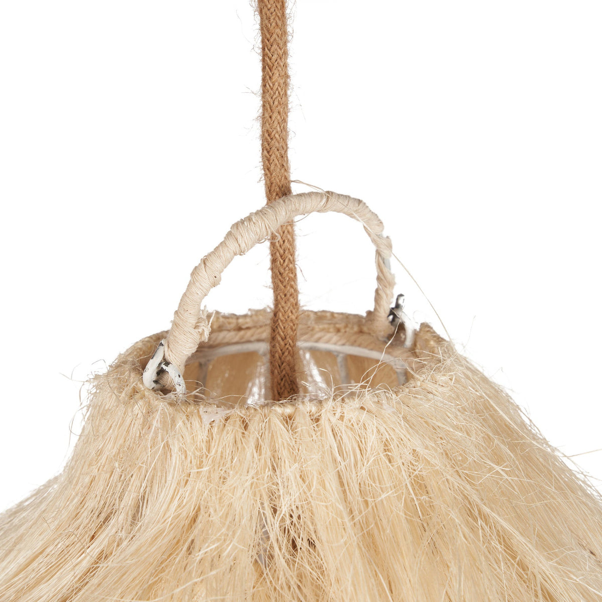 Hanglamp hennep Rami XL handgeweven, naturel – Ø 110 x 80 cm, voor woonkamer