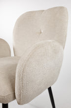 Eetkamerstoel met armleuningen Bobby, Perfect Harmony stof, ivoor, 58,5 x 63 x 84,5 cm, set van 2