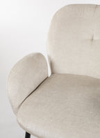 Eetkamerstoel met armleuningen Bobby, Perfect Harmony stof, ivoor, 58,5 x 63 x 84,5 cm, set van 2