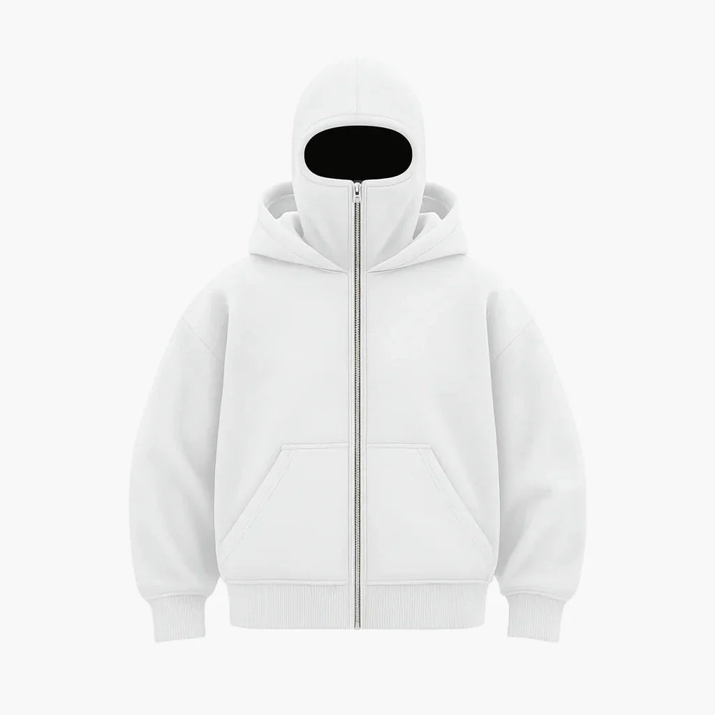Unisex Urban Tech Zip Hoodie with integrated balaclava – Streetwear for everyday & outdoor
