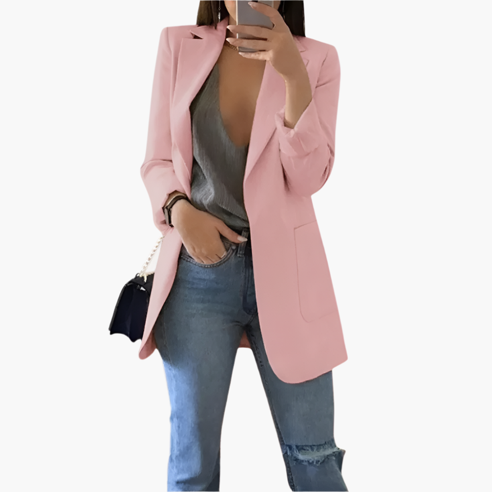 Women's Long Blazer – Elegant Business Casual Look, Versatile for Office and Leisure