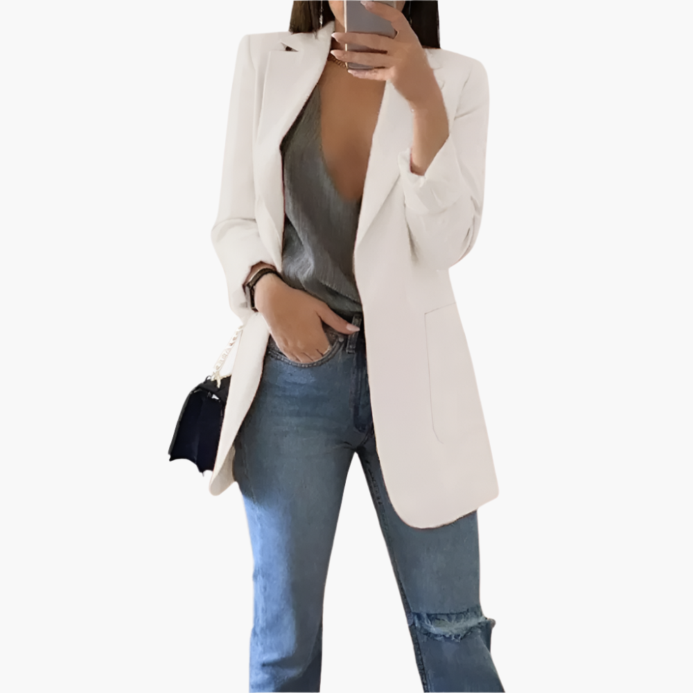 Women's Long Blazer – Elegant Business Casual Look, Versatile for Office and Leisure