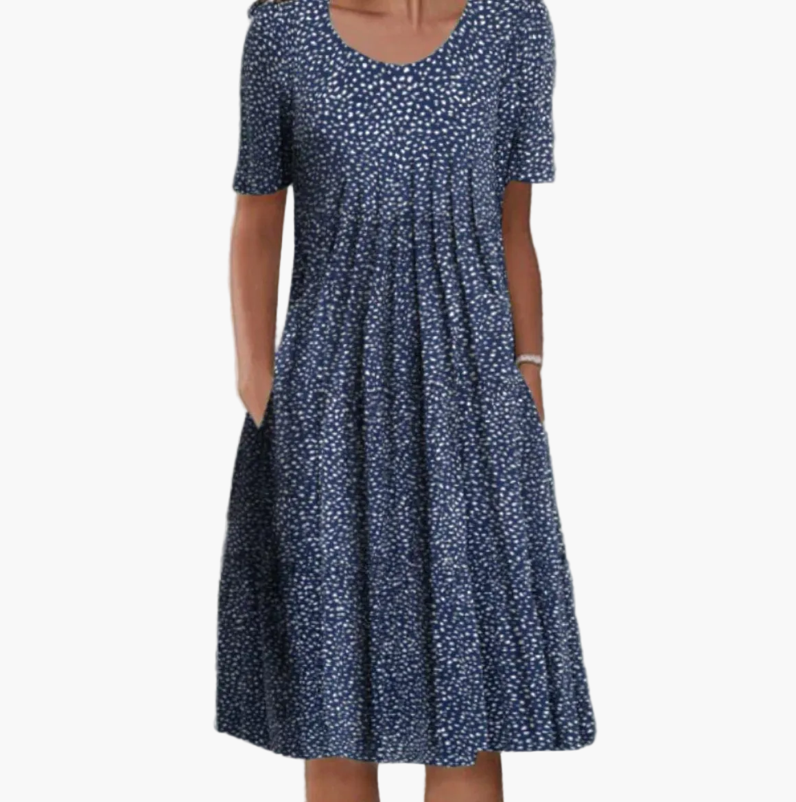 Women's summer dress with floral pattern – Loose mid-length dress with pockets, ideal for leisure and garden parties