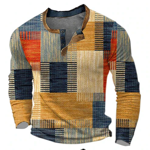Men's Long Sleeve Shirt Patchwork Casual – Stylish Casual Shirt for Autumn and Winter