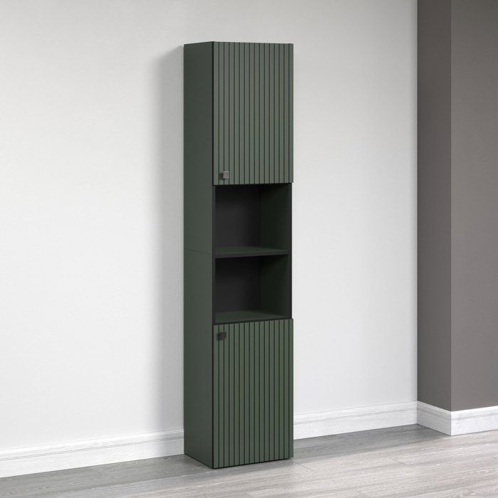 Badkamerkolom Pure Bliss groen met deuren en open vak, L40 x H186 x D31 cm, voor de badkamer
