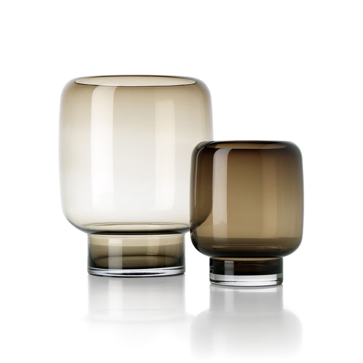 Vaas gerecycled glas Smoky Cube rookbruin 23 x 23 x 30 cm, handgemaakt voor boeketten