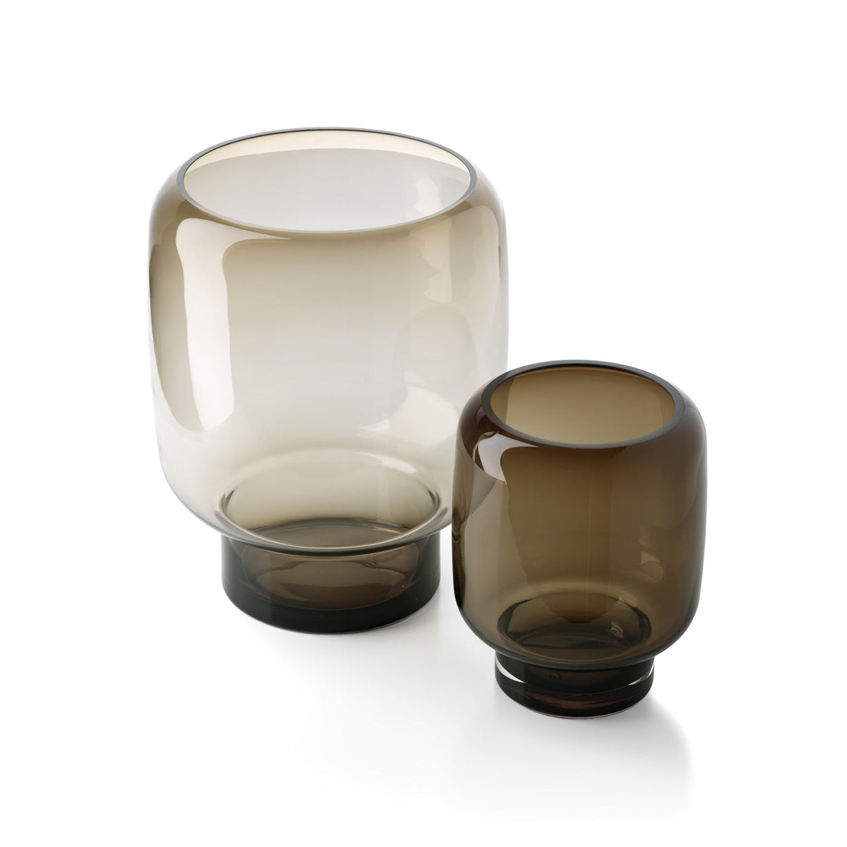 Vaas gerecycled glas Smoky Cube rookbruin 23 x 23 x 30 cm, handgemaakt voor boeketten