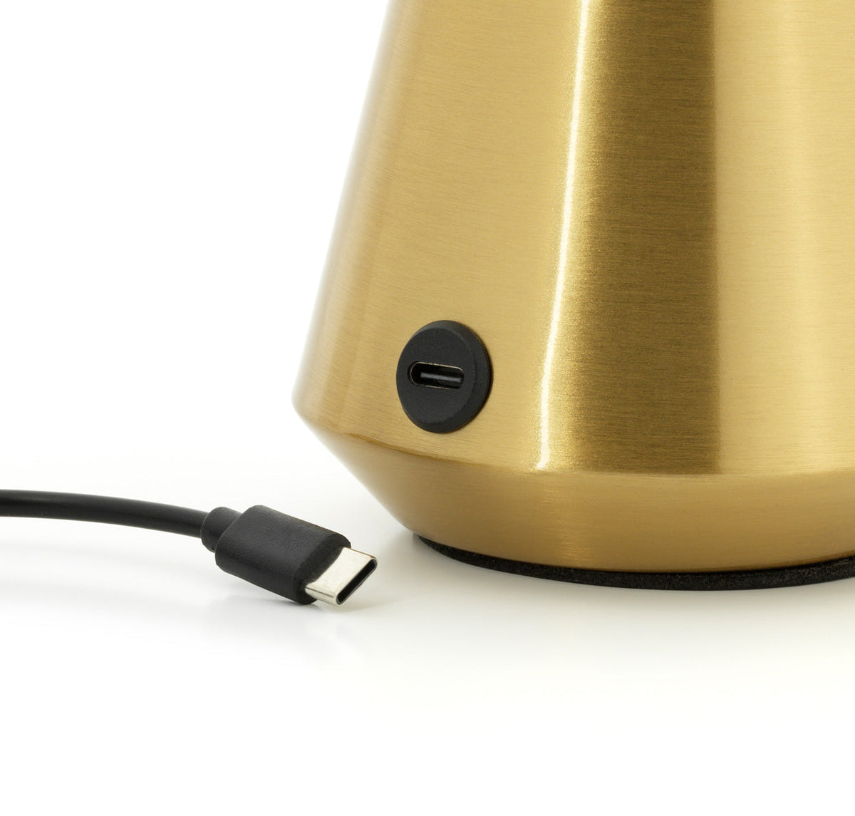 Tafellamp oplaadbaar ijzer messing Lampuccino led met handvat en dimmer, Ø 12 x 23 cm