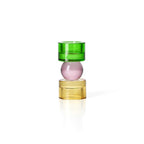 Kandelaar gerecycled glas Zonnejuweel laag, amber, roze en groen – Ø 6 x 12 cm