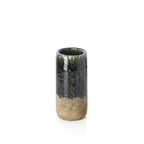 Vaas cilindervormig steengoed Moss betongroen, handgemaakt – Ø 13 x 29 cm