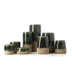 Vaas cilindervormig steengoed Moss betongroen, handgemaakt – Ø 13 x 29 cm