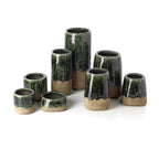 Vaas cilindervormig steengoed Moss betongroen, handgemaakt – Ø 13 x 29 cm