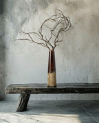 Vaas kegelvorm steengoed Amber Cone betonbruin 14 x 14 x 58 cm, hoog en slank
