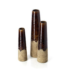 Vaas steengoed Amber Cone betonbruin 11 x 11 x 39 cm, slank en rustiek, maat S