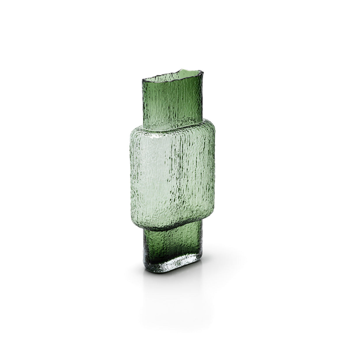 Vaas gerecycled glas mondgeblazen Vintage Vert groen 17 x 9 x 34 cm, voor boeketten en takken