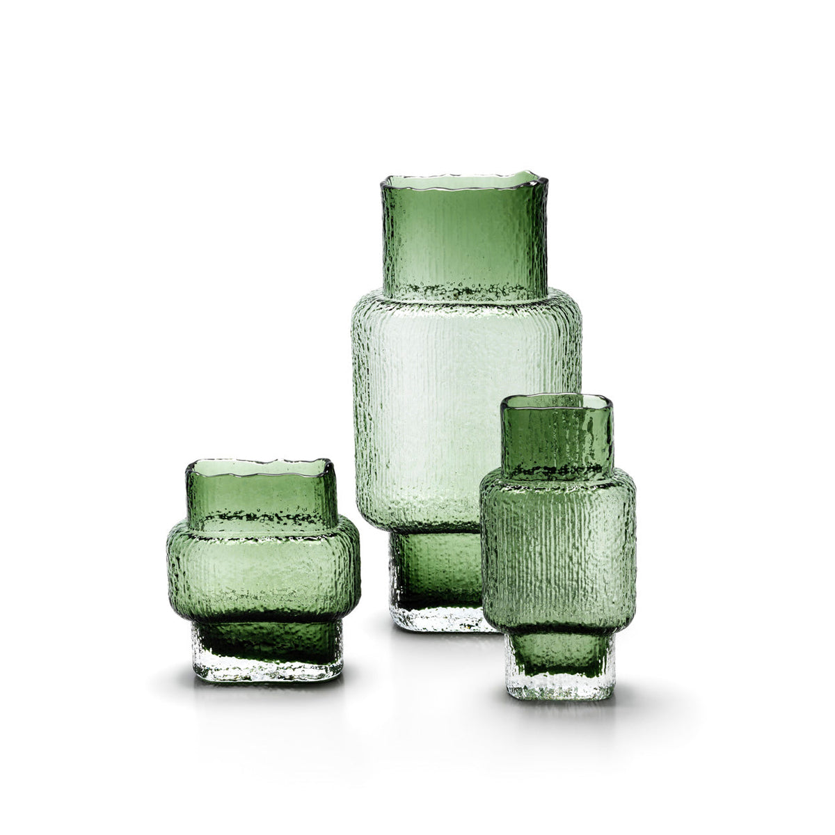 Vaas gerecycled glas mondgeblazen Vintage Vert groen 17 x 9 x 34 cm, voor boeketten en takken