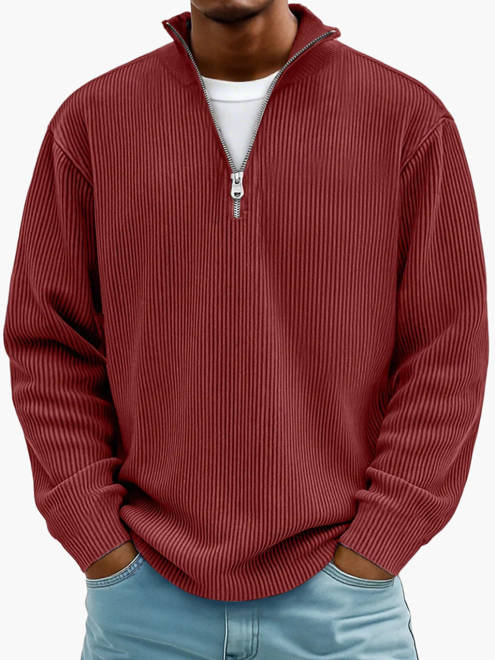 Men's Half-Zip Knit Sweater – Modern Casual Style for Everyday & Office