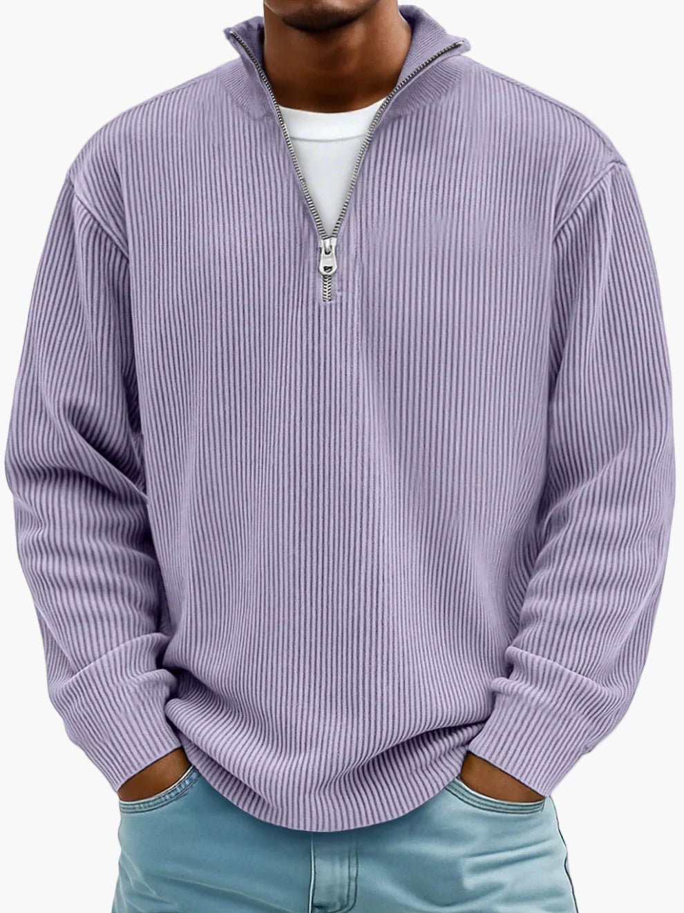 Men's Half-Zip Knit Sweater – Modern Casual Style for Everyday & Office